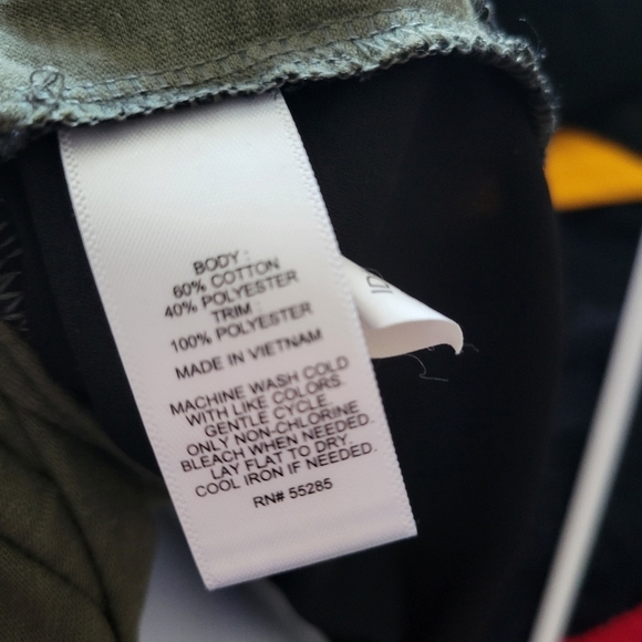 Express Women's Small Short Sleeve Blouse Top Olive Green Black Chiffon Trim - Picture 7 of 7